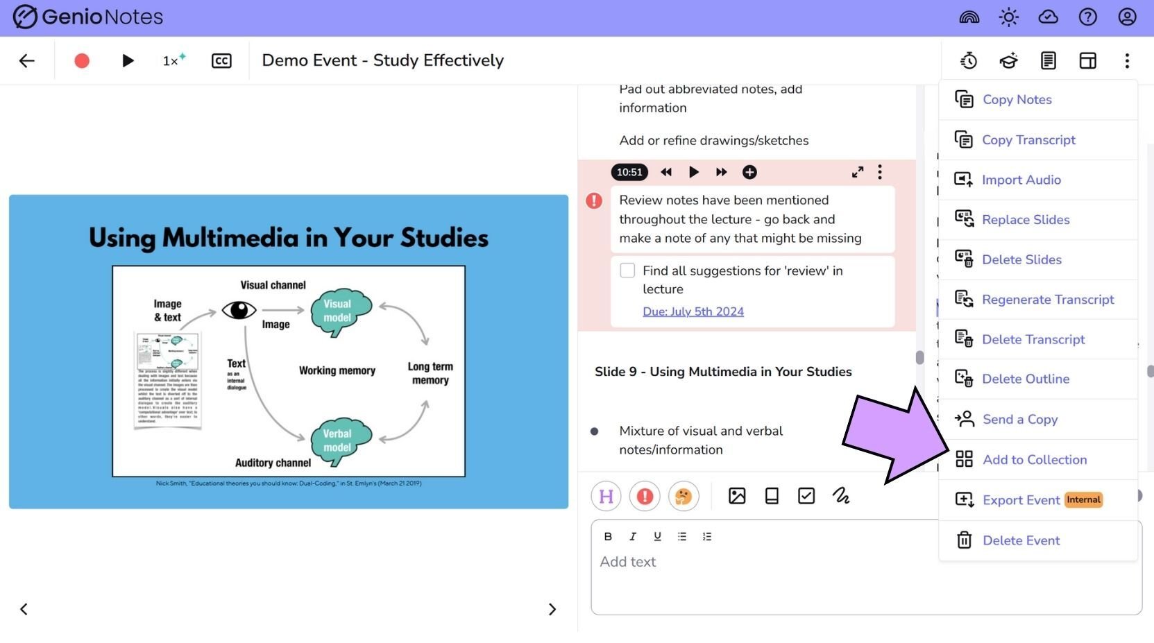 Genio Notes in 1 min - add to collection Genio Notes in 1 min - add to collection