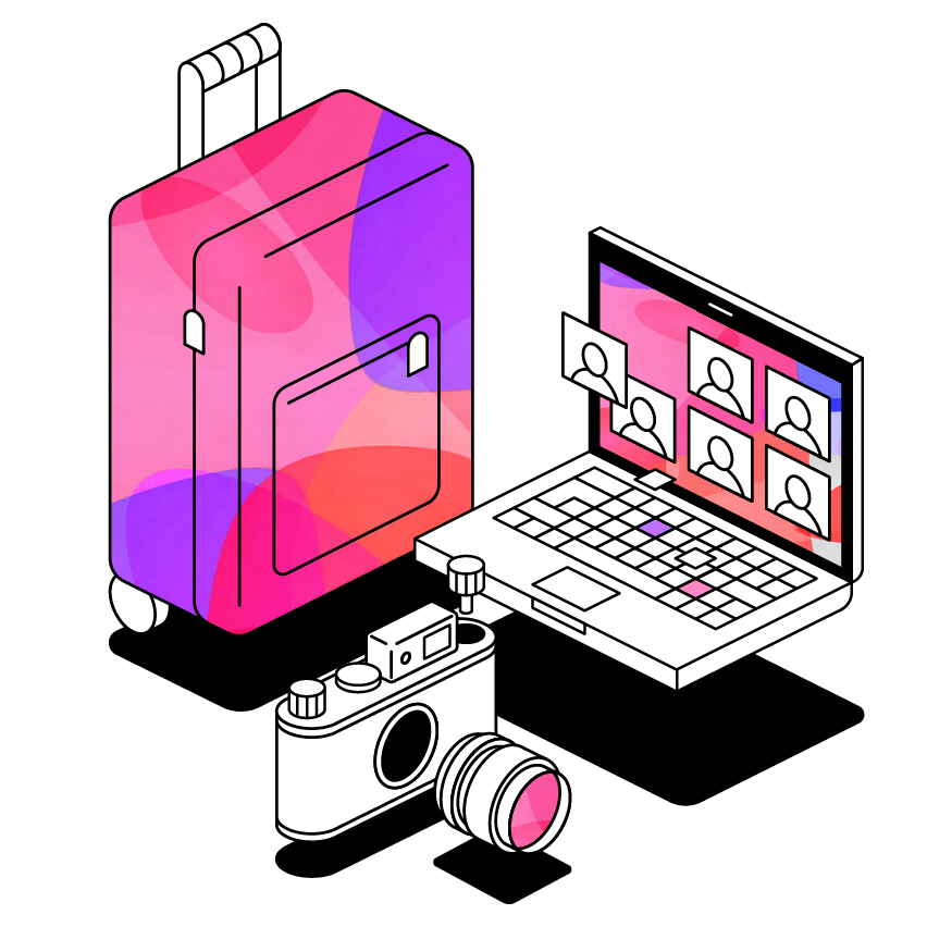 Illustration Of A Suitcase And A Laptop