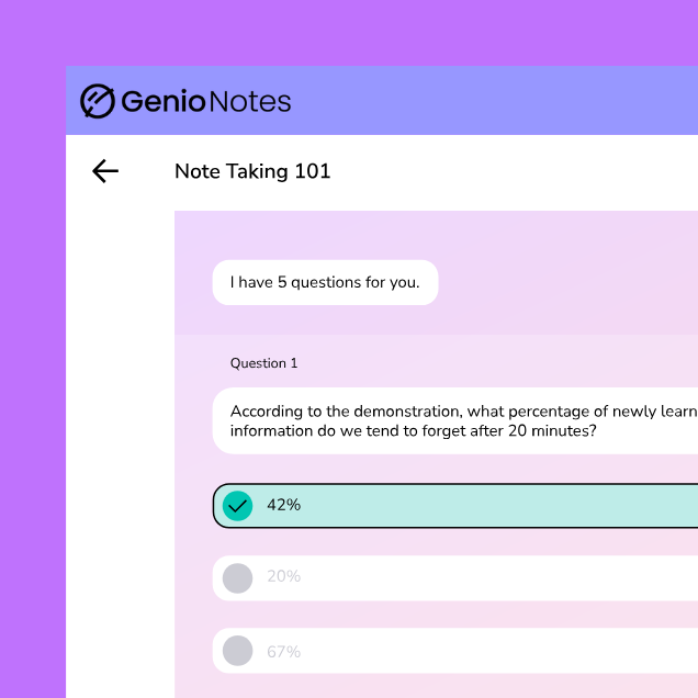 genio notes - quiz me