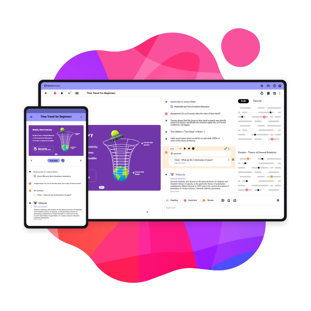 genio notes desktop and mobile blobs