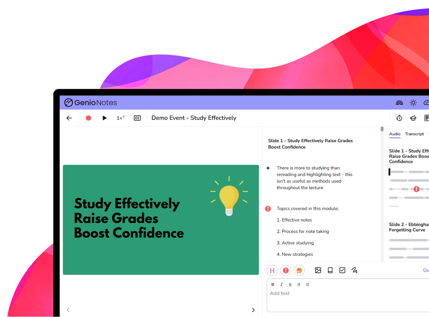Genio Notes hero (desktop)