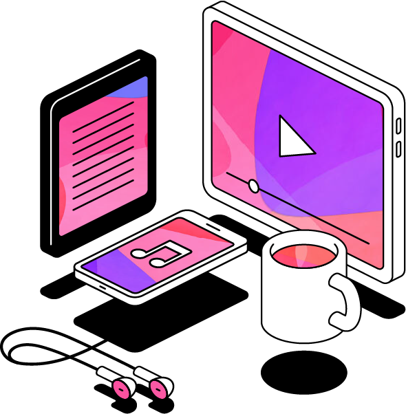 ILL_media music video kindle phone earphones