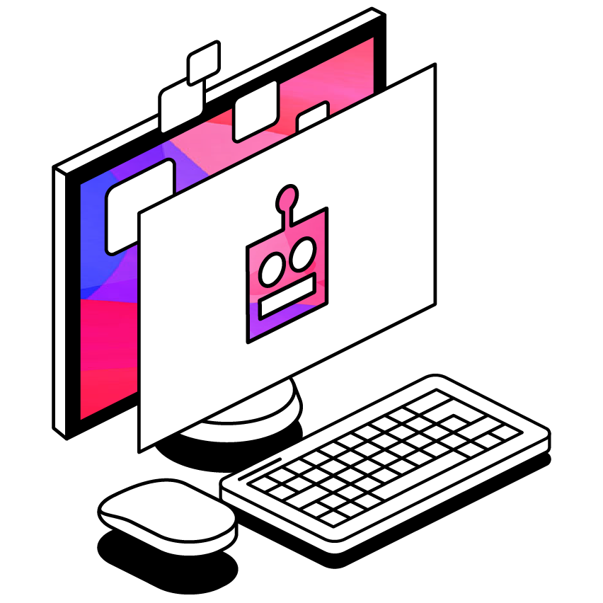 Computer with robot face on screen